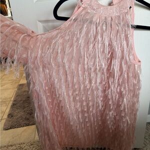 Pink Fringe Sleeveless Top